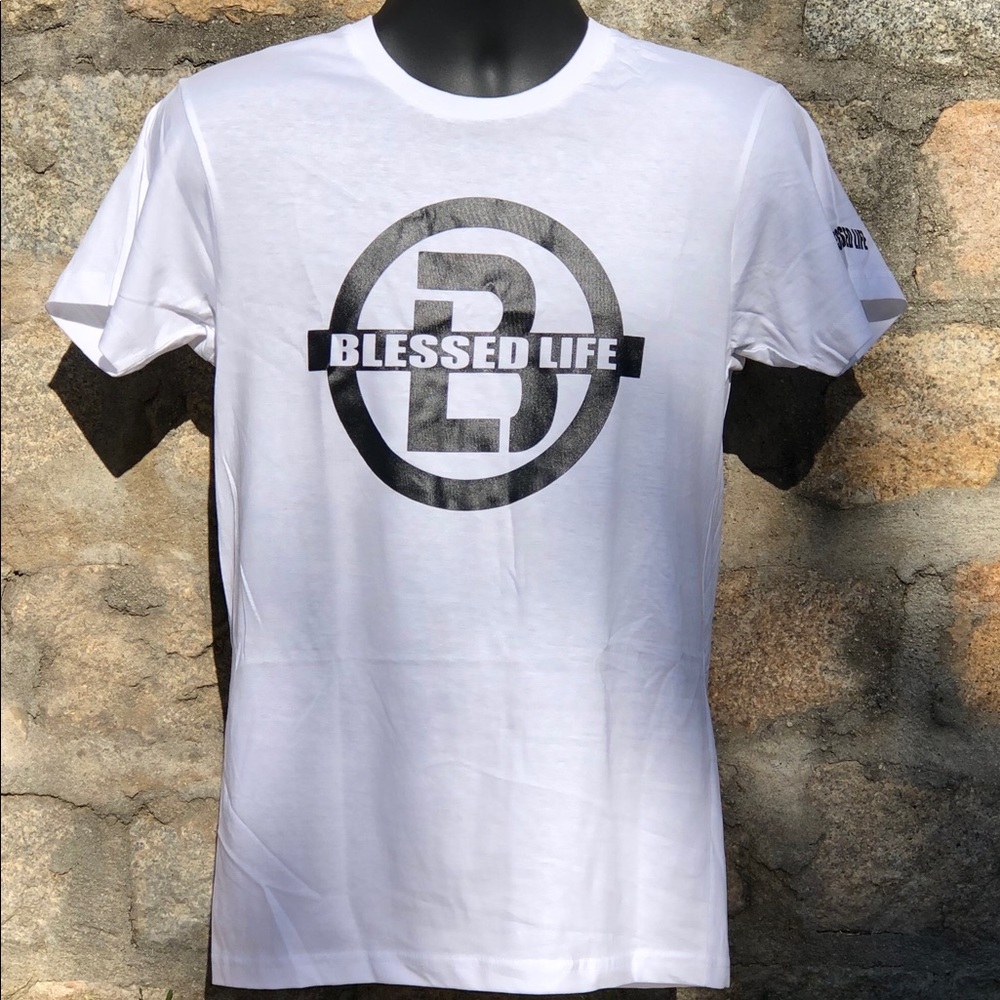 Blessed Life White and Black Logo Unisex Tee
